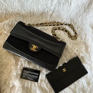 Chanel Vintage Single Flap in Black Quilted Jersey and Leather